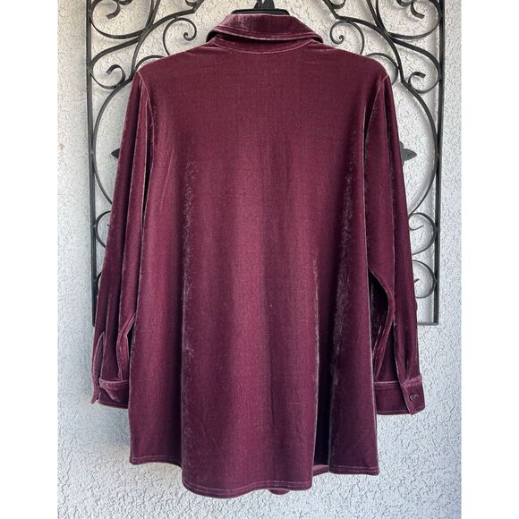 Soft Surroundings Velvet Boyfriend Tunic - Size Medium Petite - Berry - Picture 4 of 7